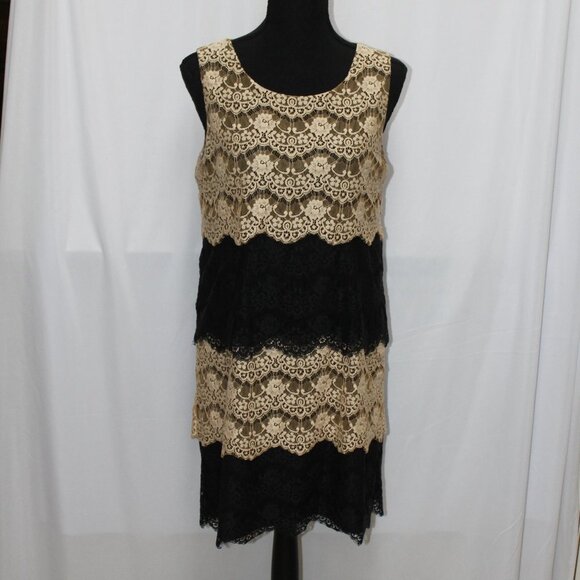 Jessica Simpson Dresses & Skirts - Jessica Simpson Black and Beige Lace Dress